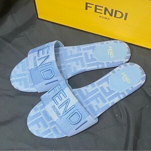 Fendi Women's Blue Slide Sandals